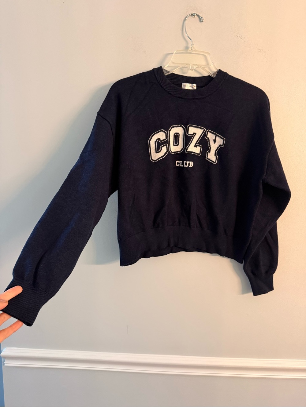 Navy Cropped 'Cozy Club' Sweatshirt - Casual Women's Crop Top